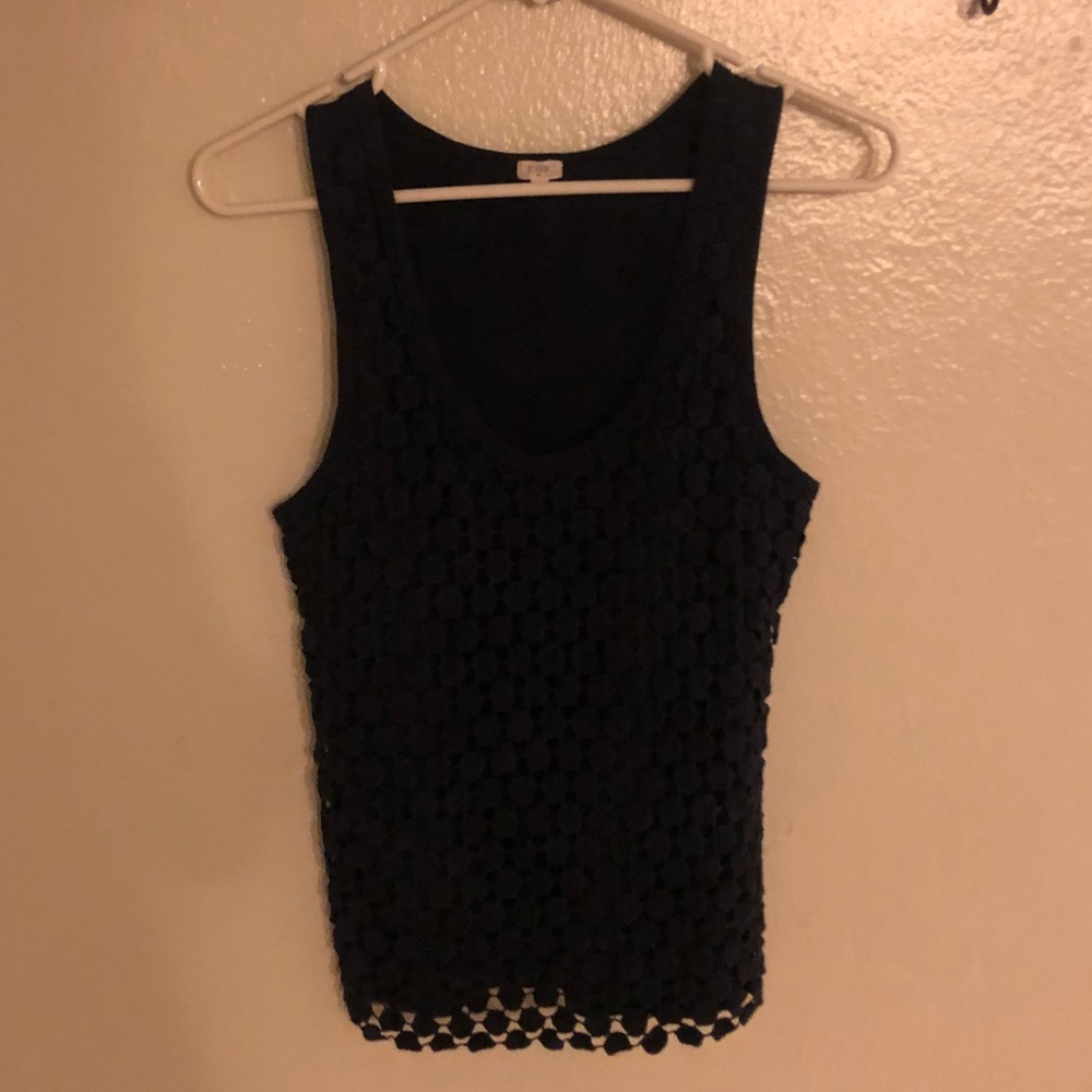 Navy Jcrew tank size small- darling lace overlay